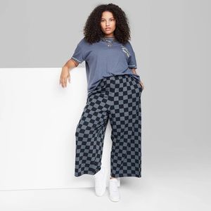 Women's Ascot + Hart Checkered Graphic Wide Leg Pants